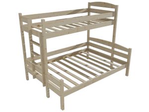 Patrová postel s rozšířeným spodním lůžkem PPS 001 (Rozměr: 90/140 x 200 cm, Umístění žebříku: vlevo, Barva dřeva: surové dřevo)