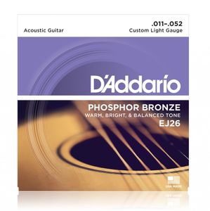 Struny D'Addario EJ26 pre akustickú gitaru, fosforový bronz, Custom Light, 11-52