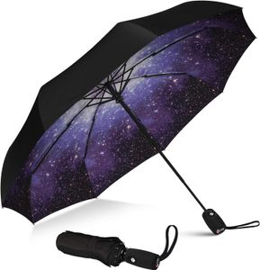 Winddichter Reise Regenschirm,kleiner Taschenschirm mit automatischem&Farbe:bunt,Sternenklare Nacht,