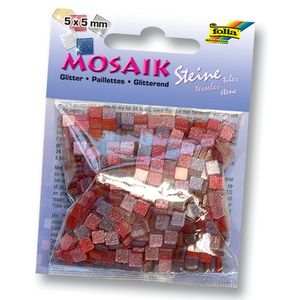 Folia Mosaiksteine, 5 x 5 mm, Kunstharz, Glitter Mix, pink (700 Stück)
