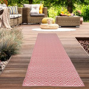 Outdoor-Teppich mit exotischem Ethno-Design in rot weiß Größe - 90 x 300 cm