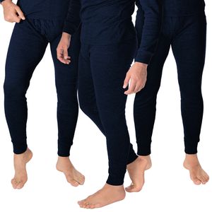 Thermounterhose Herren 3er Pack | Thermo Unterhose mit Innenfleece | 3 Stück lange Thermohosen - Blau - 9/3XL