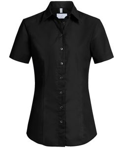Greiff Corporate Wear BASIC Damen Business-Bluse Kurzarm Kentkragen Regular Fit Baumwollmix ® pflegeleicht Schwarz 42