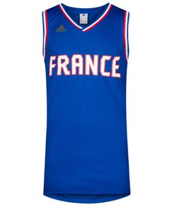 adidas Basketball-Trikot France REP Jersey stylisches Herren Sport-Top Blau, Größe:M
