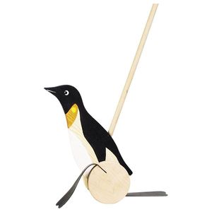 goki WP005 Schiebetier Pinguin, schwarz/weiß/natur