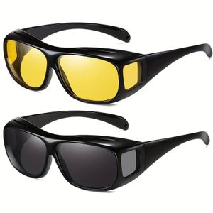GKA 2er Set Vision Pro Brille: Überziehbrillen "Day Vision Pro" & "Night Vision Pro" Überziehbrille auch für Brillenträger Nachtsichtbrille Sonnenbrille