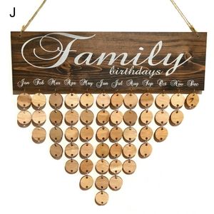 1set Freunde Kalender Ornament einfach zu bedienen breite Anwendung exquisite Geburtstagserinnerung Kalenderdekoration aus Holz für Zuhause-J