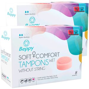 Beppy «WET» Soft + Comfort Tampons Doppelpack, 2 x 8 Stück, ohne Fädchen