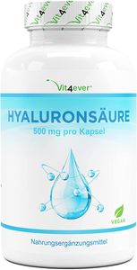 Vit4ever® Hyaluronsäure 400 mg - 120 Kapseln - Molekülgröße 500-700 kDa - Labor - Hyaluron aus Fermentation - Vegan - Hylaronsäure - Gelenke, Haut & Anti-Aging