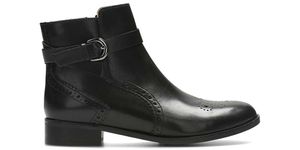 Clarks Netley Olivia Damenstiefel aus schwarzem Leder mit Reißverschluss 37