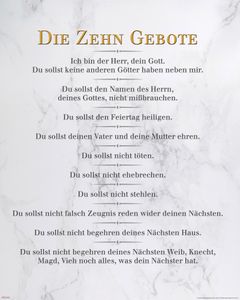 Die 10 Gebote - Weiß - Inspirations Mini Poster Plakat Druck - Größe 40x50 cm