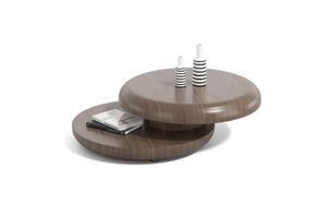 SalesFever Couchtisch Ø 90 cm | drehbar | rund | MDF mit Walnussholzfurnier | B 90 x T 90 x H 35 cm | Walnuss