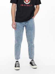 Herren O&S Cropped Jeans | Loose Fit Denim Straight Leg Pants | Ankle Hose ONSAVI, Farben:Hellblau, Größe Jeans:33W / 34L