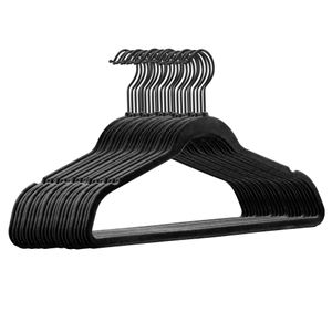 25 Stück hochwertige Samt Kleiderbügel in der Farbe Schwarz mit schwarzem Haken / Anti-Rutsch / von StickandShine
