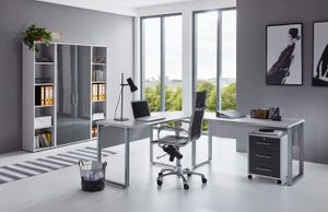 BMG Möbel Büromöbel-Set, Office Edition Set 3, grau/ anthrazit hochglanz