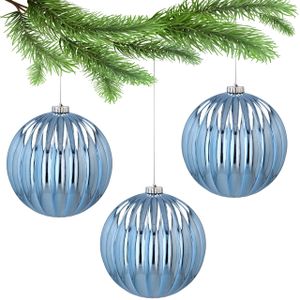 Blaue, große Weihnachtsbaumkugeln aus Kunststoff, Weihnachtsschmuck 15 cm, 3 Stück x 1 Pack