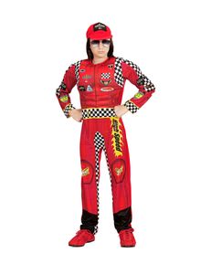 Rennfahrer-Kostüm für Kinder Kinder-Karneval-Kostüm rot