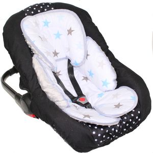 Sitzverkleinerer MINKY Einlage Baby Kind für Auto Kindersitz Babyschale Einsatz 10. Star Blau + Grau