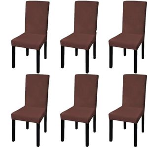 vidaXL Stretch Chair Covers Straight 6 ks. Hnedé