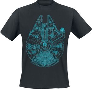 Star Wars T-Shirt Herren Millenium Falcon Blueprint schwarz XXL