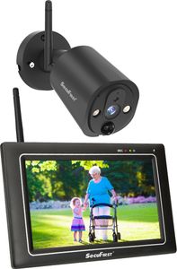 SecuFirst 2K Überwachungskamera Aussen Set mit Innen Monitor,7 Zoll Touchscreen Babyphone mit Kameraüberwachung,Outdoor Arbeiten ohne WLAN.