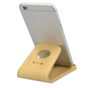 kalibri Handy Halterung Smartphone Ständer - Universal Halter kompatibel mit iPhone Samsung iPad Tablet u.a. - Tisch Stand Dock in Echtholz Hellbraun