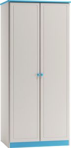 Vollholz-Kleiderschrank, Farbe: Weiß / Blau 182x90x60 cm