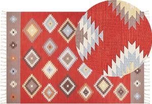BELIANI Kelim-Teppich Mehrfarbig Baumwolle 200 x 300 cm mit Fransen Geometrischem Muster Handgewebt Zweiseitig Modern Wohnzimmer Schlafzimmer