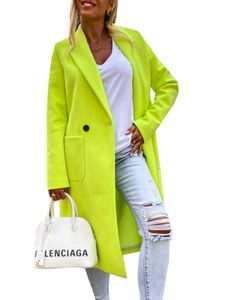 Ladies Cardigan Pea Coats Winter Mit Taschen Overmall Fashion Double Breasted, Farbe: Gelb, Größe: M