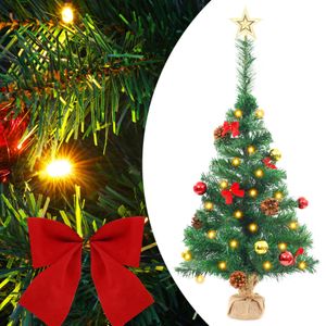 vidaXL Künstlicher Weihnachtsbaum mit Kugeln und LEDs Grün 64 cm