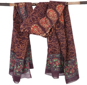 Leichter Mandala Pareo, Sarong, Handbedrucktes Baumwolltuch, Wandbehang - Modell 17, Uni, Rot, Baumwolle, 160*100 cm, Sarongs & Tücher