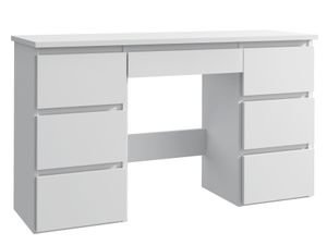 Meblowa1 Computertisch Beta 4 in Weiß mit 7 Schubladen 120x43x75 cm Modernes Design für Büro und Homeoffice