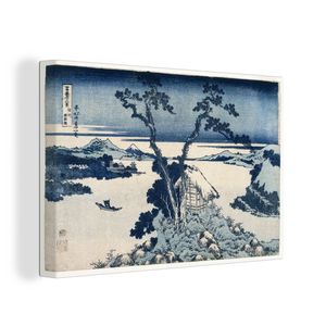 OneMillionCanvasses® - Leinwandbilder -Bild auf Leinwand Wandbild Leinwandbild Blick auf den Berg Fuji - Gemälde von Katsushika Hokusai, 30x20 cm, Kunstdruck Wandkunst Wohnzimmer Schlafzimmer