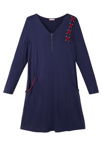 sheego by Joe Browns Damen Große Größen Jerseykleid mit Schnürung und Reißverschluss Midikleid Citywear feminin V-Ausschnitt - unifarben