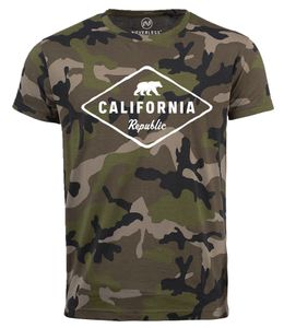 Herren Camo-Shirt California Republic Bear Badge Bär Sunshine State USA T-Shirt Camouflage Tarnmuster Neverless® camo XXL