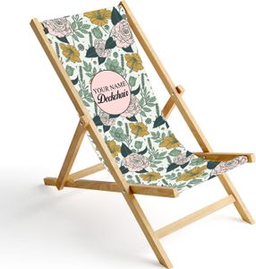 Personalisierbarer Holz Liegestuhl Klappbar Klappliegestuhl Sonnenliege Strandstuhl Wechselbezug Motiv Azalien und Rosen [119]