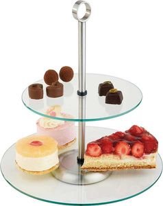 Etagere 2 stöckig Serviere Kuchen Ständer platte Gebäckteller Käse Cupcake Glas