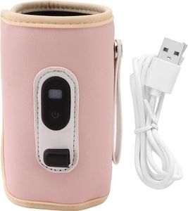 Babyflaschenwärmer, Kinderisolierbezug, digitale Anzeige mit USB zur Temperatureinstellung, Milch- und Butterwärmer, ideal für Babys (Pink).