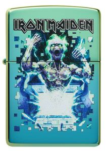ZIPPO - Iron Maiden Design - Hard-Rock Heavy-Metal Musik Grün Zombie Skull Totenkopf Mumie Monster Dämon Black Matte Schwarz Sturmfeuerzeug nachfüllbar Benzin 60006078
