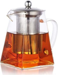FNCF Teekanne Glas Teebereiter Abnehmbare Edelstahl-Sieb (500 ml)