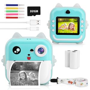 Kinder Sofortbildkamera Spielzeug, 1080P HD Kinder Digitalkamera mit Fotopapier Geburtstagsgeschenke f32GB SD-Karte