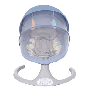 Elektrische Babywippe, Babyschaukel, Babyliege mit 5-Stufiger, Praktisches und intuitive Steuereinheit, Bequeme Schrittgurt, Blau