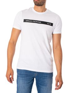 Armani Exchange T-Shirt mit Logo-Streifen, Weiß M