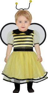 FIESTAS GUIRCA Niedliches Bienchen Baby Kostüm Karneval Fasching  Schwarz u. Gelb Gestreiftes Kleid inkl. Flügel & Bienen Haarreifen  Biene Karneval Kostüm Baby Mädchen 18-24 Monate