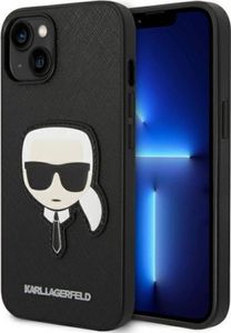 Karl Lagerfeld KLHCP14SSAPKHK iPhone 14 6,1" černý/černý pevný obal Saffiano Karl`s Head Patch