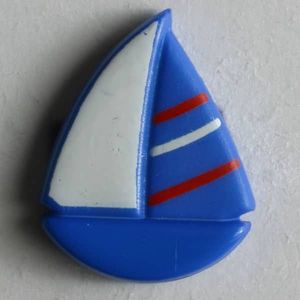 Kinderknopf hübsches Segelboot mit Öse - Größe: 18mm - Farbe: blau