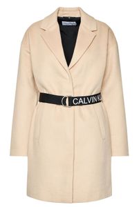 Calvin Klein Damen Patterned Wollmantel Beige Größe XL