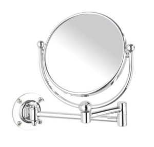 WENKO 3656230100 Kosmetikspiegel Deluxe - Wandspiegel, schwenkbar, Spiegelfläche ø 11.5cm, 300% Vergrößerung, Stahl, 15 x 20 x 23.5 cm, Chrom