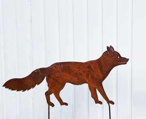 Fuchs laufend 30x66cm zum Stecken Gartenstecker Edelrost Gartendeko Wetterfest Rost Gartenfigur Metall Rostfigur Tier Waldtier