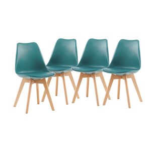 IPOTIUS 4er Set Esszimmerstühle mit Massivholz Buche Bein, Skandinavisch Design Gepolsterter Küchenstühle Stuhl Küche Holz, Dunkelgrün